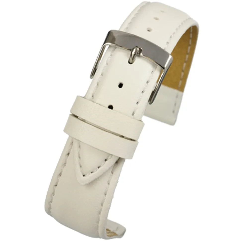 FAUX White Vegan Imitation Leather Stitched Watch Strap WH634