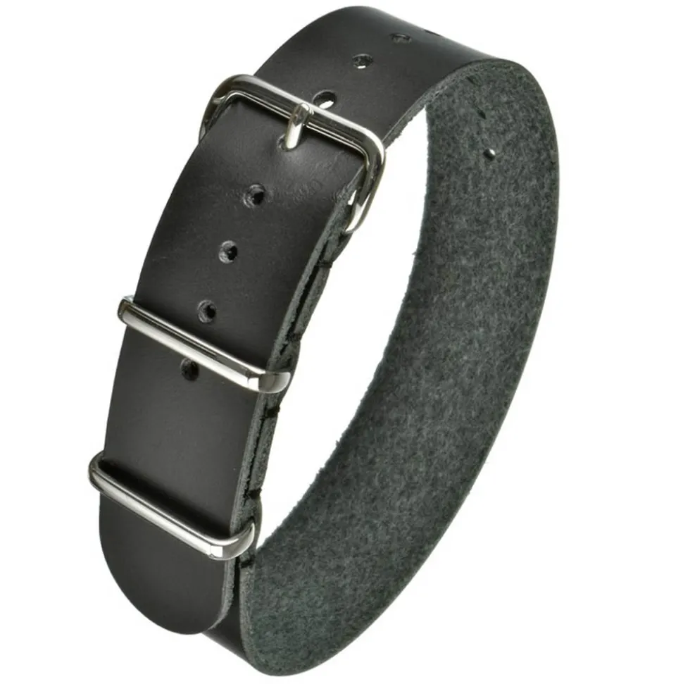 Field | Black Single Pass Leather Watch Strap | MODL1