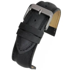FORBES Matt Finish Black Heavy Padded Leather Watch Strap W971