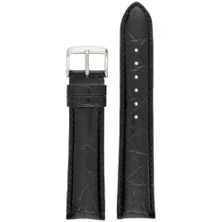 HAMPTON Black Crocodile Grain Leather Watch Strap WH500