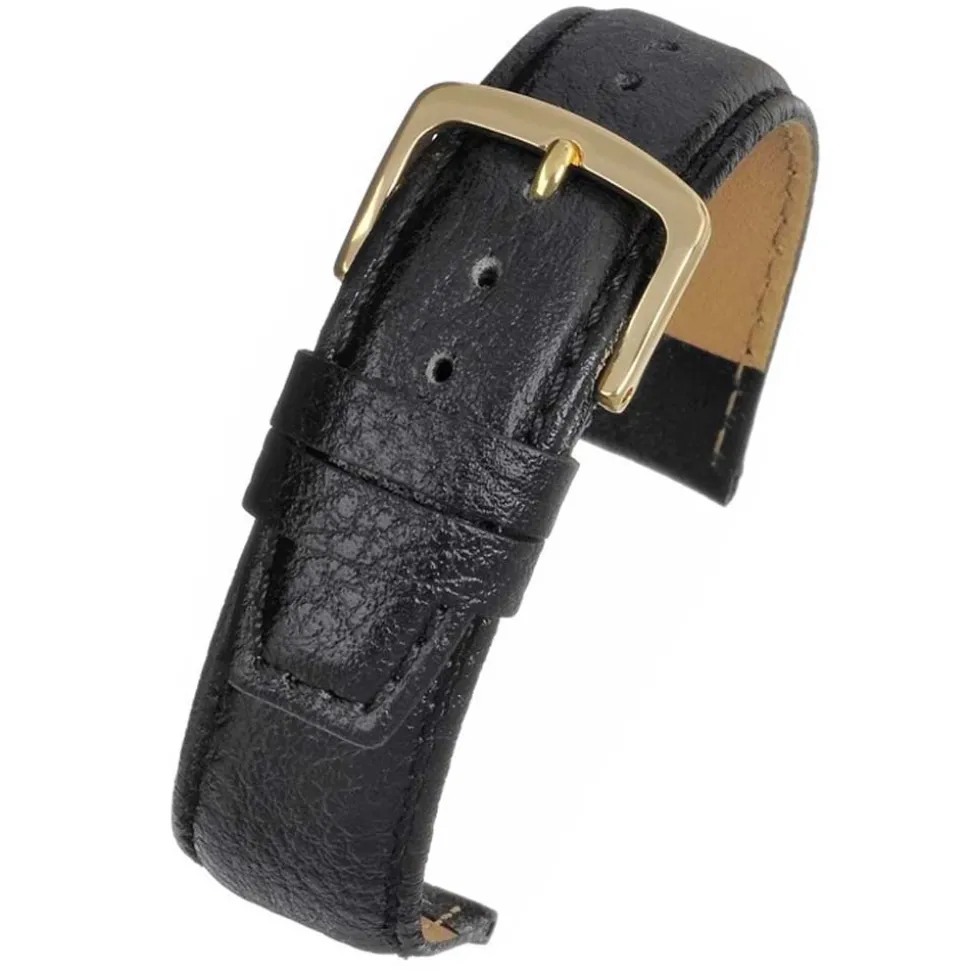 Hancock | Black Padded Buffalo Grain Strap | W900