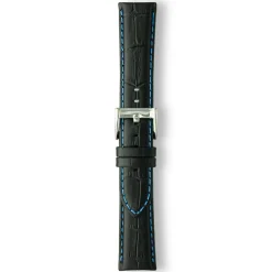 Hastings | Black Alligator Grain Strap Blue Stitching | LS1395/B