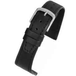 HENLEY Black Water Resistant Leather Stitched Edge Watch Strap WR800