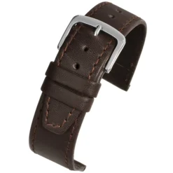 HENLEY Brown Water Resistant Leather Stitched Edge Watch Strap WR805