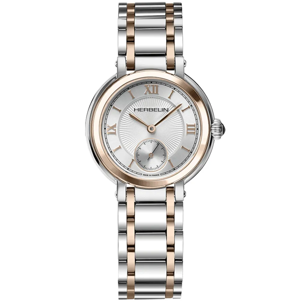 Herbelin | Galet Silver Dial Rose Two Tone Bracelet 31.5mm | 10630BTR28