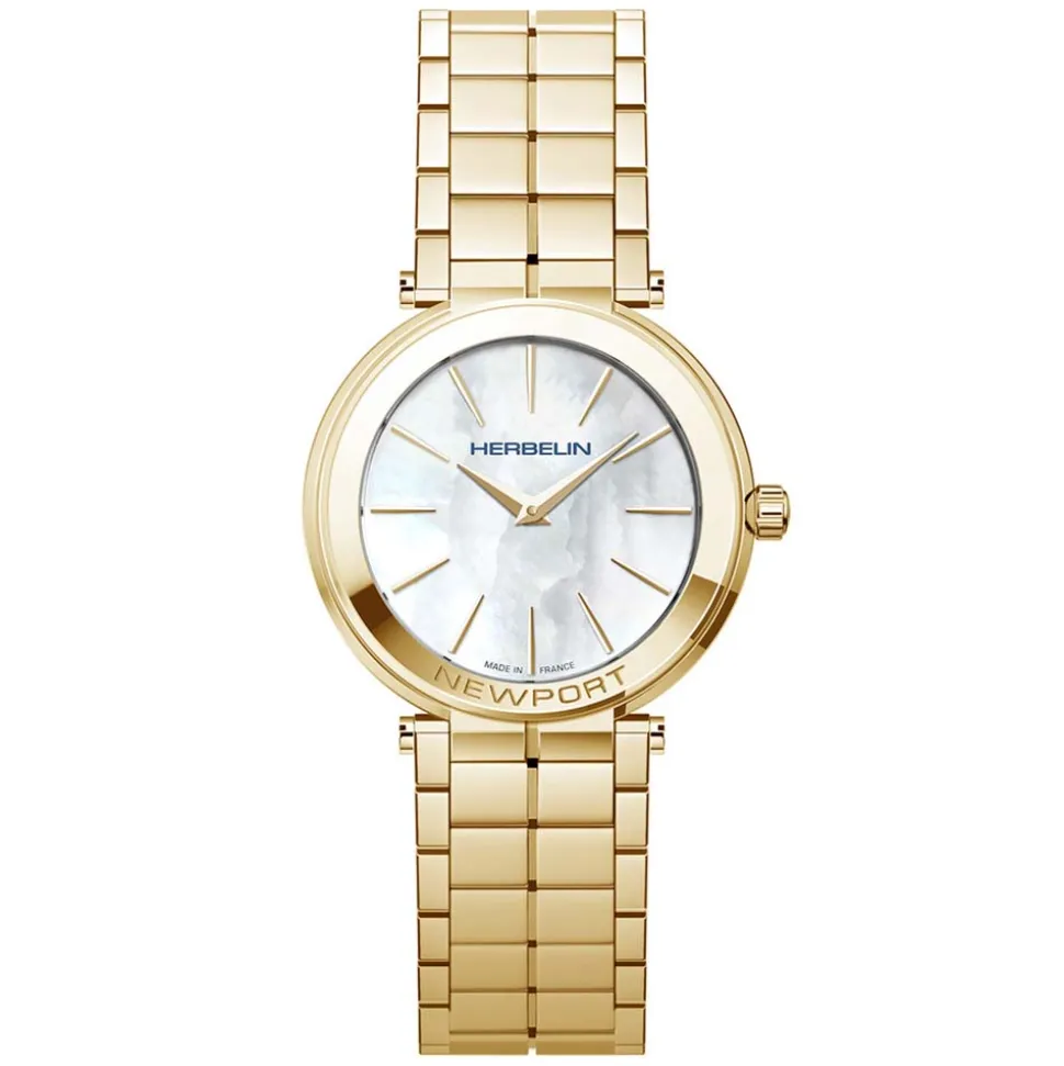 Herbelin | Newport Slim White Dial Gold Tone Bracelet Watch | 16922BP19