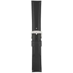 HOBSON Black Padded Calf Leather Stitched Watch Strap W100P