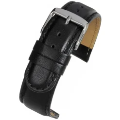 HOBSON Extra Long Black Padded Calf Leather Stitched Watch Strap WX100P