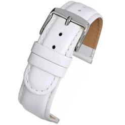 HOBSON Extra Long White Padded Calf Leather Stitched Watch Strap WX104P