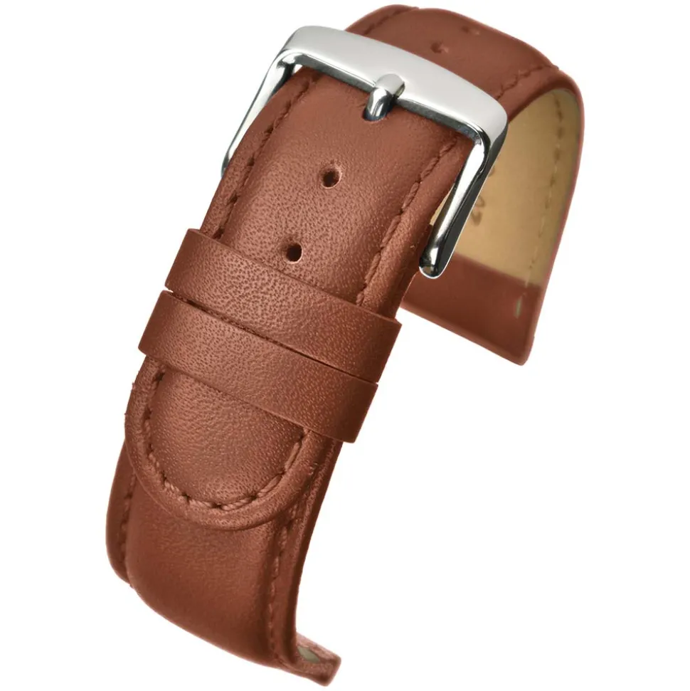 HOBSON Tan Padded Calf Leather Stitched Watch Strap W101P