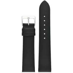 HOXTON Black Plain Leather Flat Profile Watch Strap W100