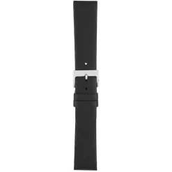 HOXTON Black Plain Leather Flat Profile Watch Strap W100