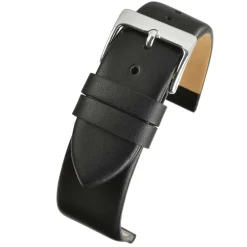 HOXTON Black Plain Leather Flat Profile Watch Strap W100