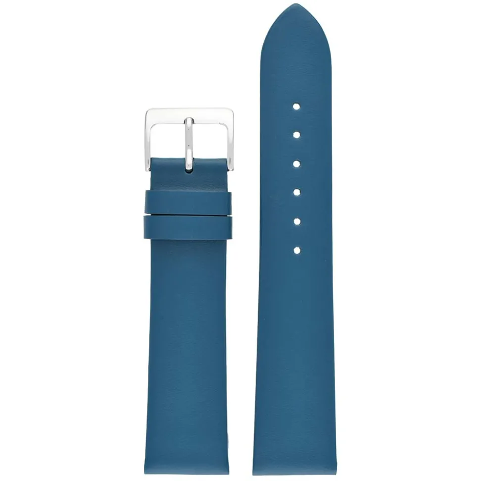 HOXTON Blue Plain Leather Flat Profile Watch Strap W103
