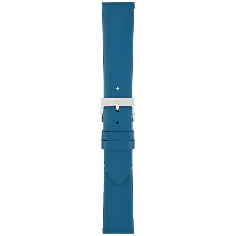 HOXTON Blue Plain Leather Flat Profile Watch Strap W103