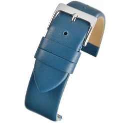 HOXTON Blue Plain Leather Flat Profile Watch Strap W103