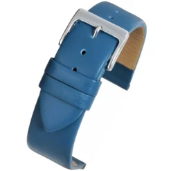 HOXTON Extra Long Blue Plain Leather Flat Profile Watch Strap WX103