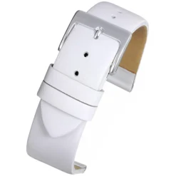 HOXTON Extra Long White Plain Leather Flat Profile Watch Strap WX104