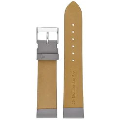 HOXTON Grey Plain Leather Flat Profile Watch Strap W108