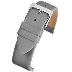 HOXTON Grey Plain Leather Flat Profile Watch Strap W108