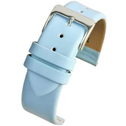 HOXTON Light Blue Plain Leather Flat Profile Watch Strap W117