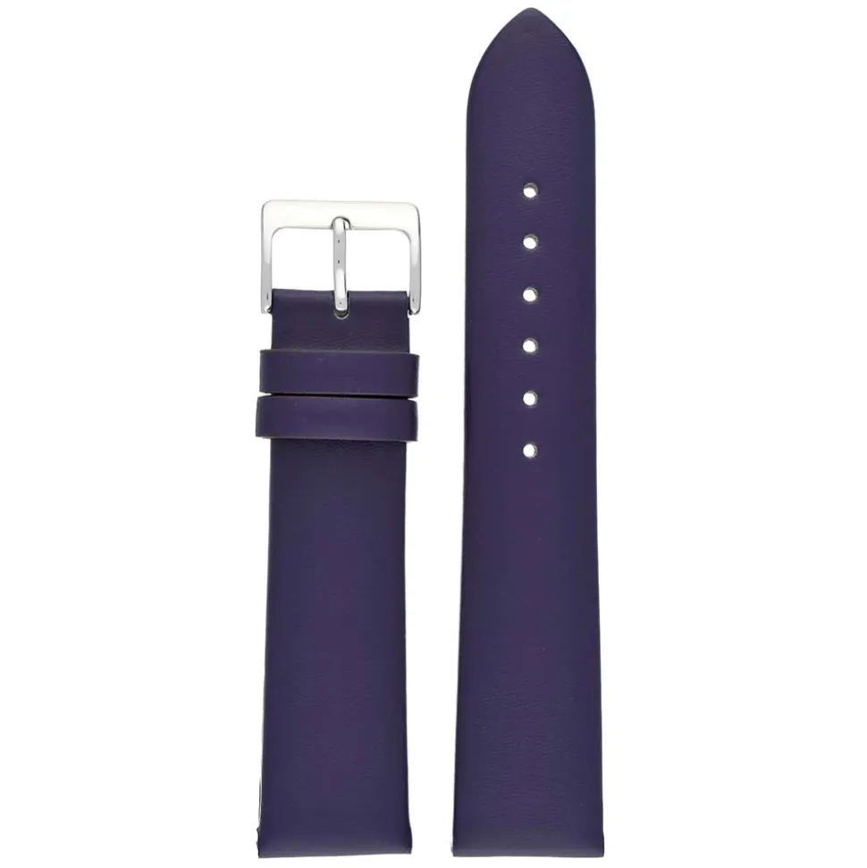 HOXTON Purple Plain Leather Flat Profile Watch Strap W115
