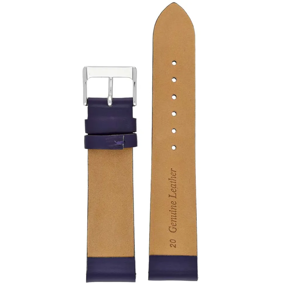 HOXTON Purple Plain Leather Flat Profile Watch Strap W115