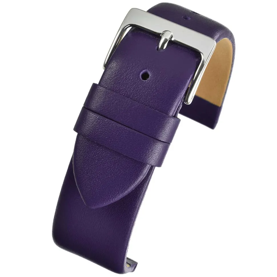 HOXTON Purple Plain Leather Flat Profile Watch Strap W115