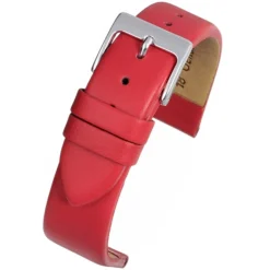 HOXTON Red Plain Leather Flat Profile Watch Strap W107