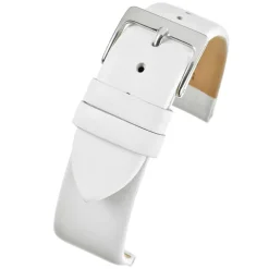 HOXTON White Plain Leather Flat Profile Watch Strap W104