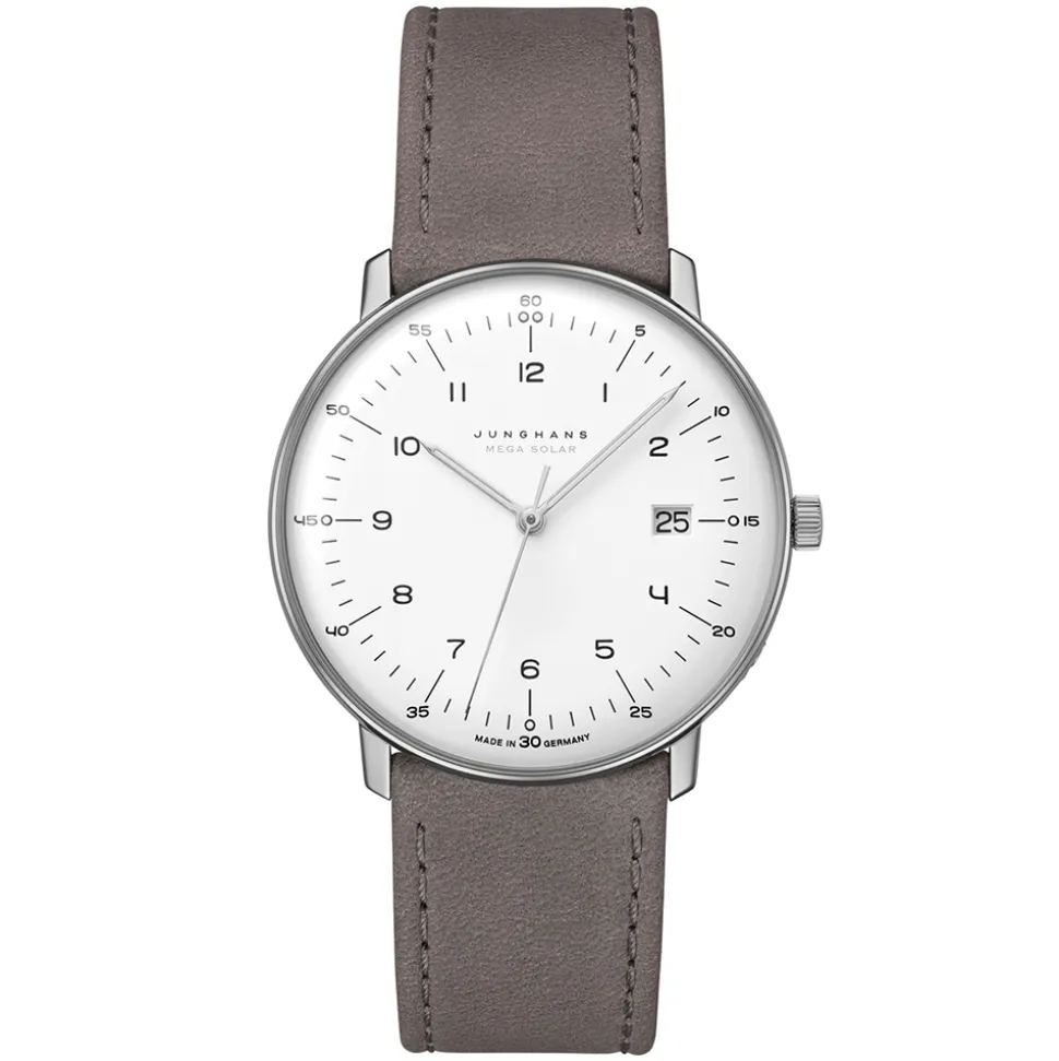 JUNGHANS – Max Bill Mega Solar Titanium Leather Strap Watch 59/2021.02