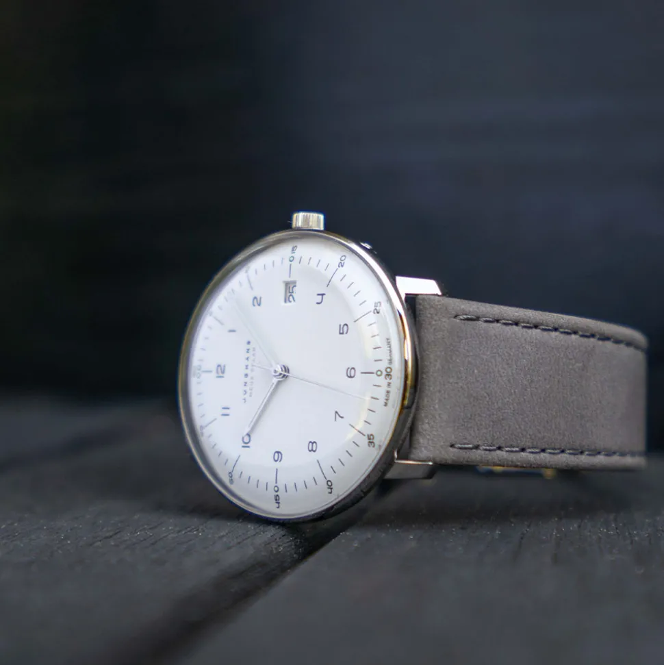 JUNGHANS – Max Bill Mega Solar Titanium Leather Strap Watch 59/2021.02