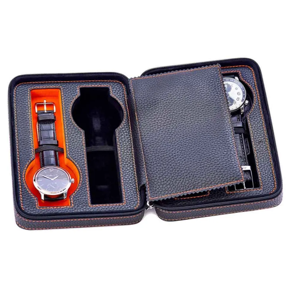 Leanschi | Zip Case for 4 Watches Black | WPO4-BLAK