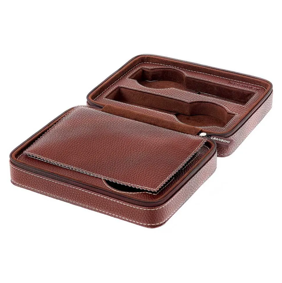 Leanschi | Zip Case for 4 Watches Brown | WPO4-CHOC