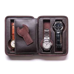 Leanschi | Zip Case for 4 Watches Brown | WPO4-CHOC