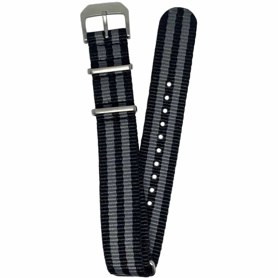Mühle-Glashütte | Black and Grey Textile NATO Strap 20mm for Panova | TEXTILESTRAP.PANOVA.NB-IV