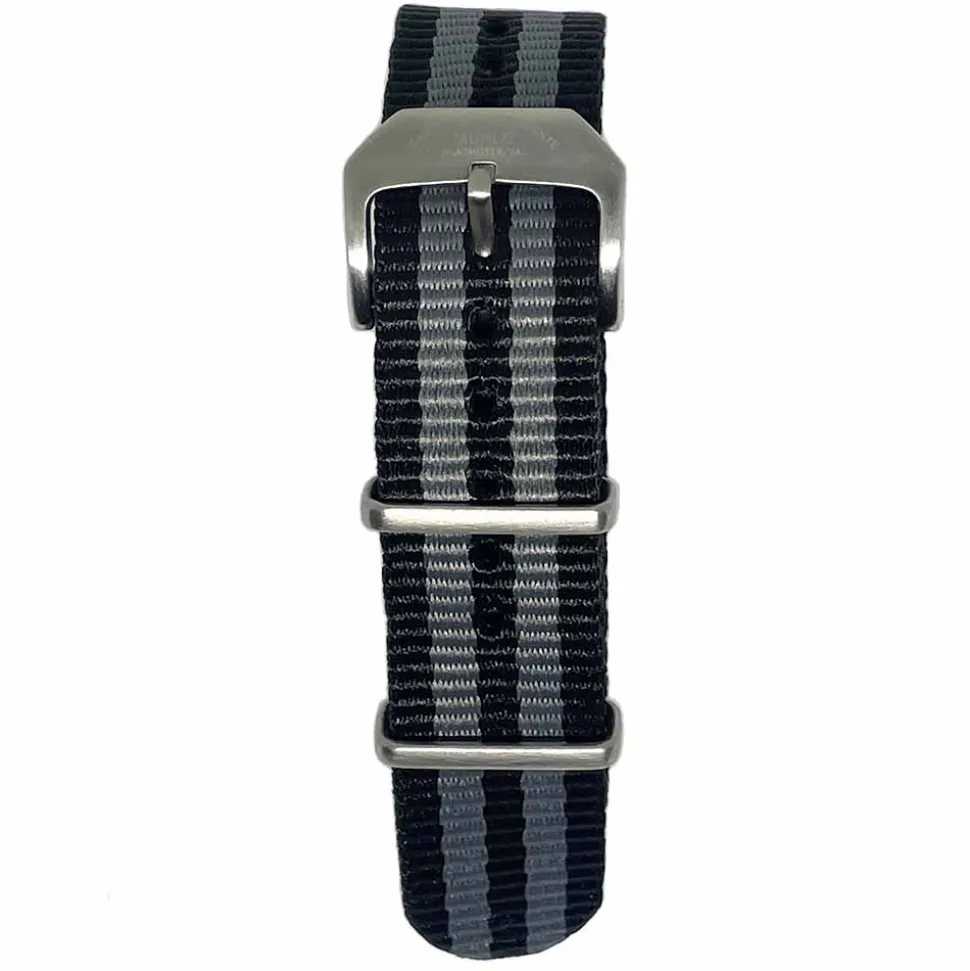 Mühle-Glashütte | Black and Grey Textile NATO Strap 20mm for Panova | TEXTILESTRAP.PANOVA.NB-IV