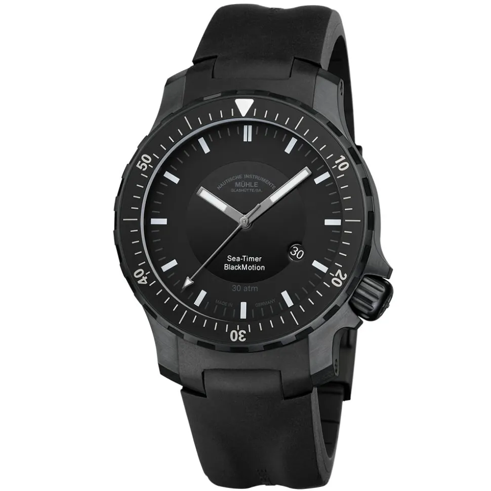 Mühle-Glashütte | Black Rubber Strap for Sea-Timer Black Motion 22mm | BLACKRUBBER.M1-41-83-KB