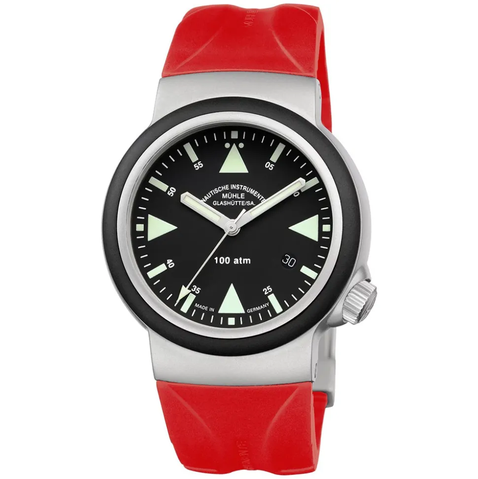 Mühle-Glashütte | Red Rubber Strap for S.A.R. Rescue Timer 20mm | REDSTRAP.M1-41-03-KB-VIII