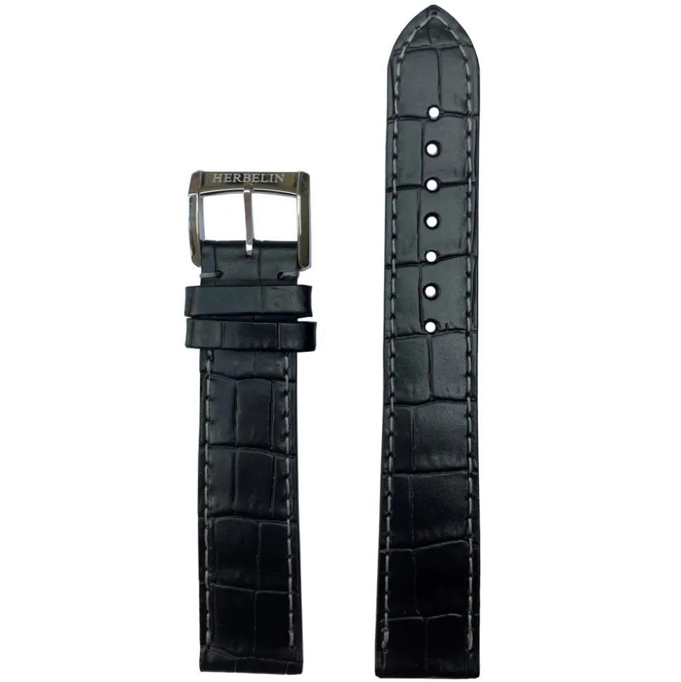 MICHEL HERBELIN – Black Crocodile Grain Leather Strap 18mm 12443 – 18 597 NOIR 16