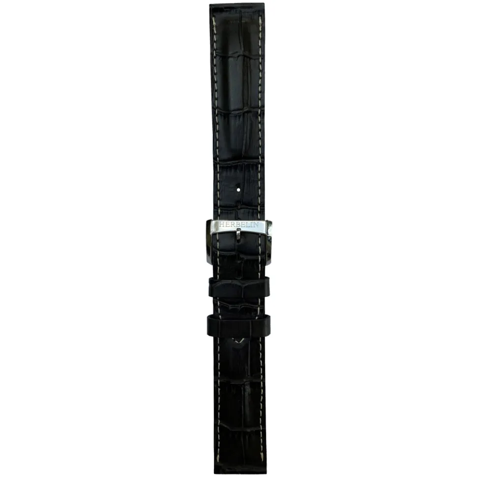 MICHEL HERBELIN – Black Crocodile Grain Leather Strap 18mm 12443 – 18 597 NOIR 16