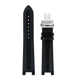 MICHEL HERBELIN – Black Leather Blue Stitched Newport Strap 21mm 36655 – 21E655 NOBL 18
