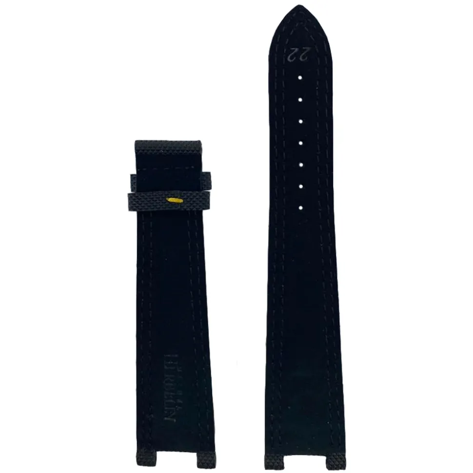 MICHEL HERBELIN – Black Techno Yellow Stitch Newport Strap 22mm 255 – 22E255 NOJA 18