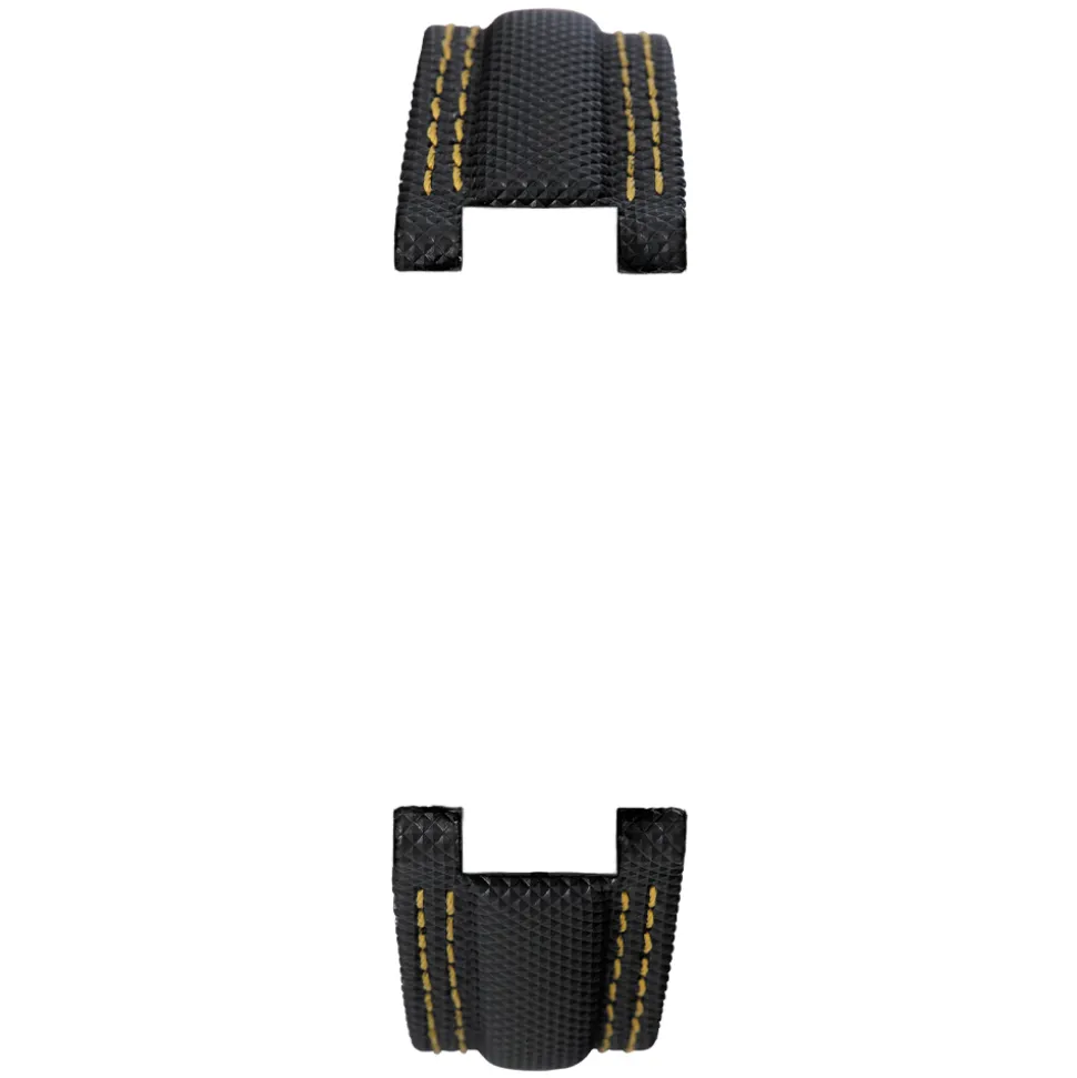 MICHEL HERBELIN – Black Techno Yellow Stitch Newport Strap 22mm 255 – 22E255 NOJA 18