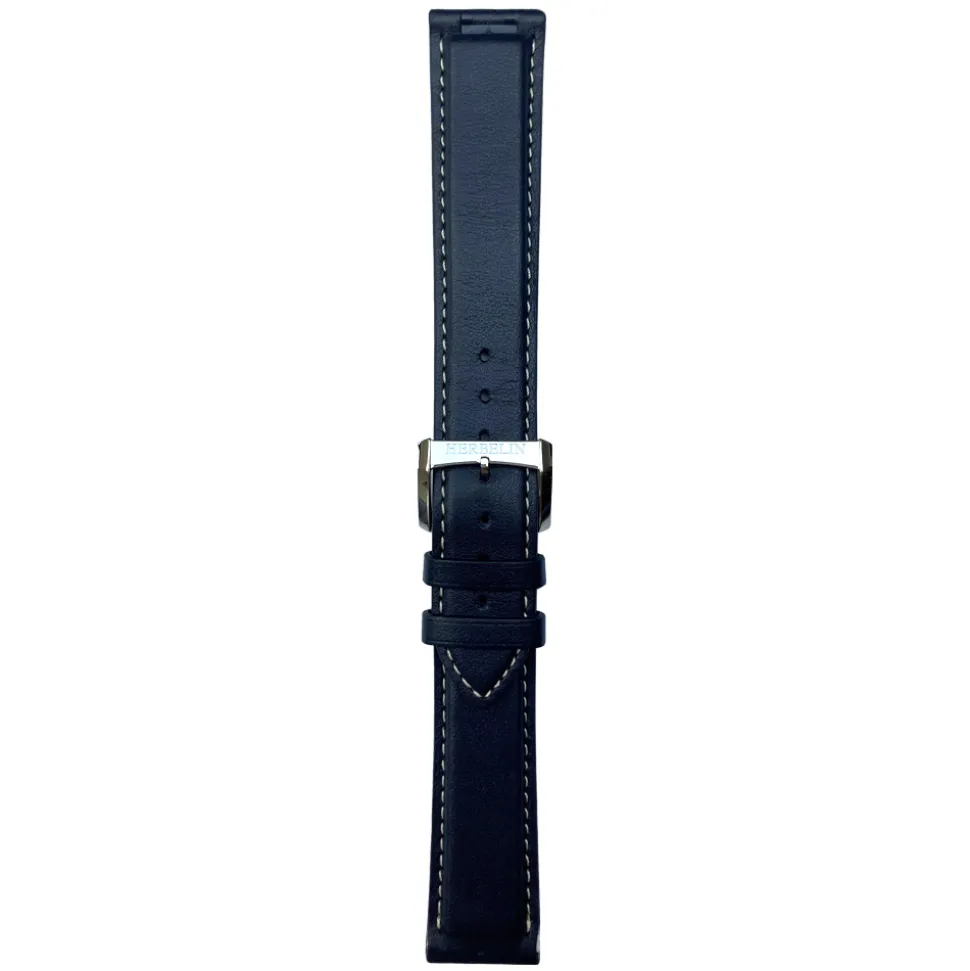 MICHEL HERBELIN – Blue Newport Cushion Leather Strap 20mm 18264 – 20 264 BLEU 18