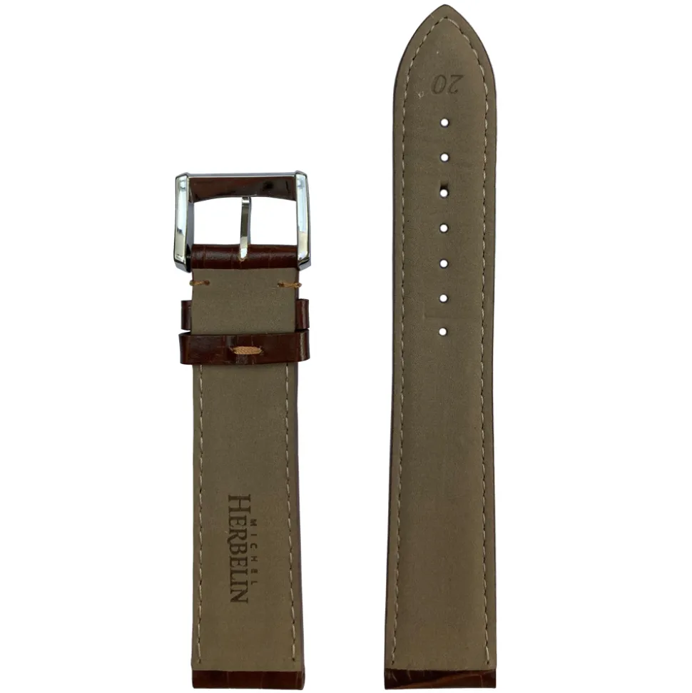 MICHEL HERBELIN – Brown Crocodile Grain Leather Strap 20mm 12248 – 20 248 MARO 18