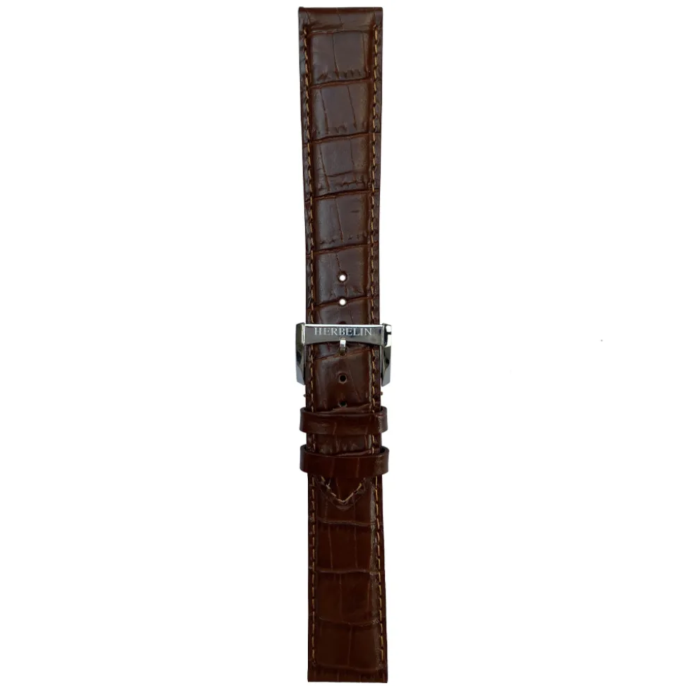 MICHEL HERBELIN – Brown Crocodile Grain Leather Strap 20mm 12248 – 20 248 MARO 18