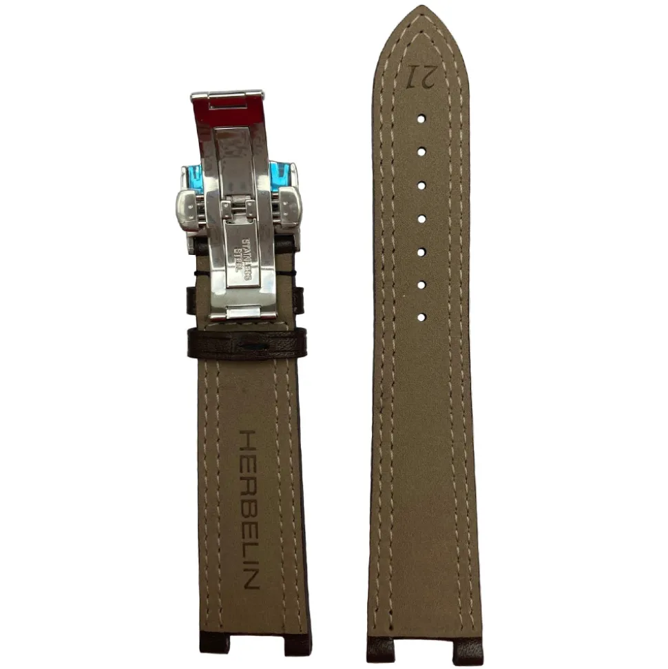 MICHEL HERBELIN – Brown Leather Newport Strap 21mm 36655 – 21E655 MARO 18