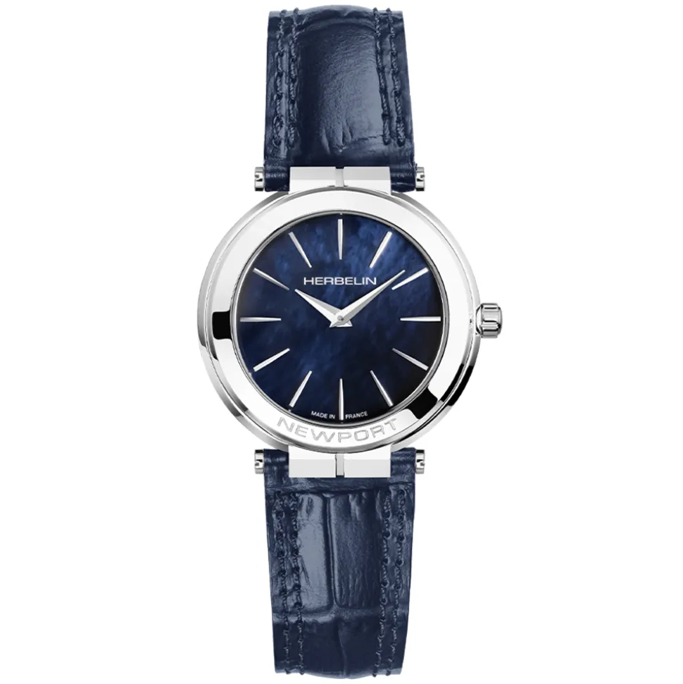 MICHEL HERBELIN – Newport Slim Leather Strap Watch 16922/AP60BL