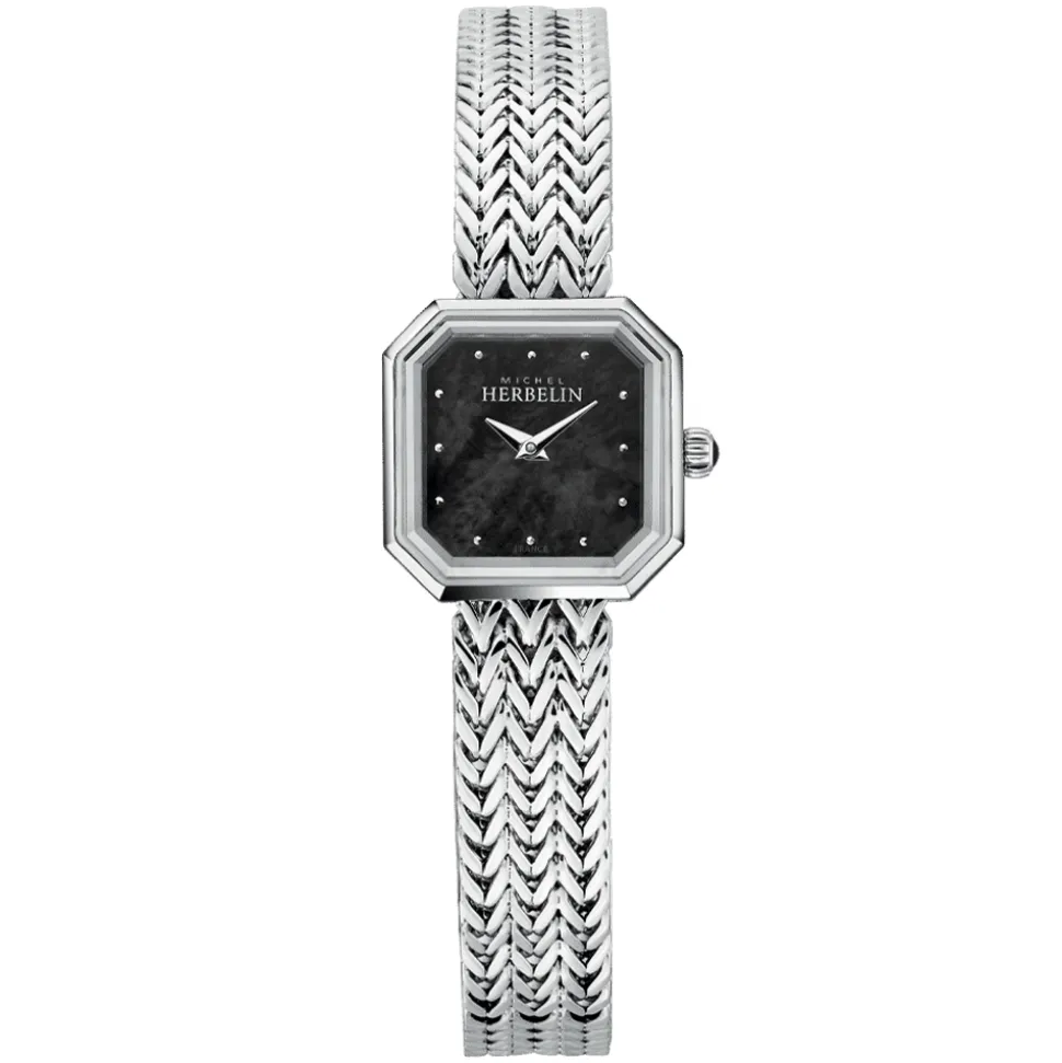 MICHEL HERBELIN – Octogone Bracelet Watch Black Mother of Pearl Dial 17436/B49